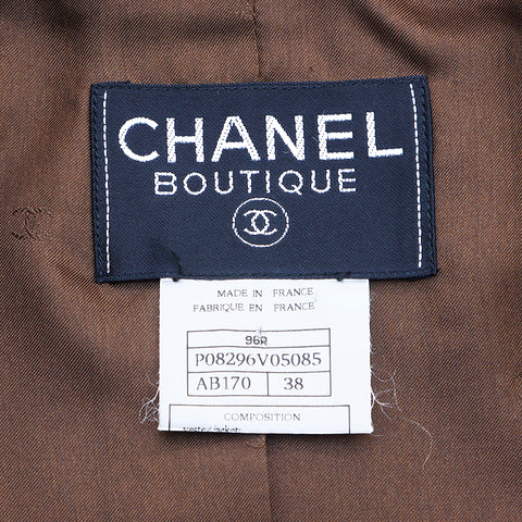 Chanel Gripore Bouton Laine Blouson 96A Jacket Brown WS4732