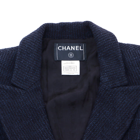 シャネル CHANEL パール ボタン ツイード ジャケット コットン ネイビー WS4740