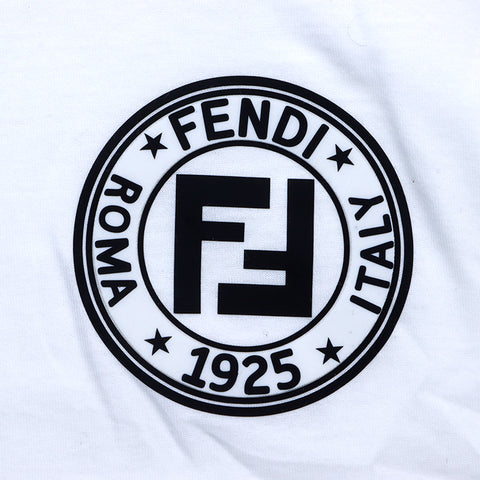 FENDI Zucca Logo Cropped Short Sleeve T-shirt Cotton White WS4743