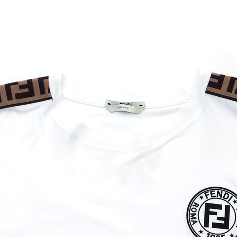 FENDI Zucca Logo Cropped Short Sleeve T-shirt Cotton White WS4743