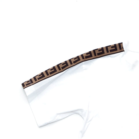 FENDI Zucca Logo Cropped Short Sleeve T-shirt Cotton White WS4743