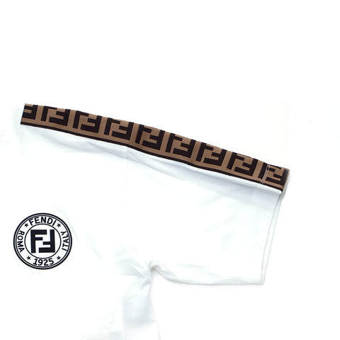 FENDI Zucca Logo Cropped Short Sleeve T-shirt Cotton White WS4743