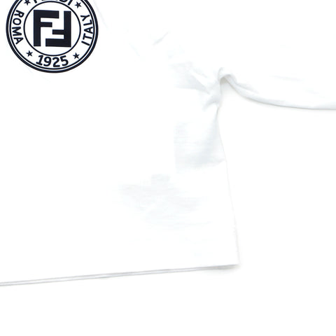 FENDI Zucca Logo Cropped Short Sleeve T-shirt Cotton White WS4743