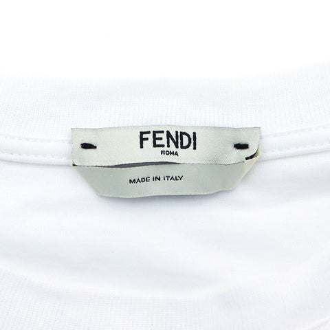 FENDI Zucca Logo Cropped Short Sleeve T-shirt Cotton White WS4743