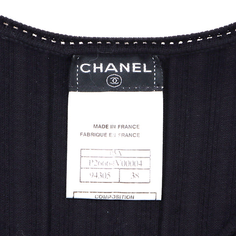 Chanel Coco Mark Rayon Size 38 2005 Dress Black WS4758