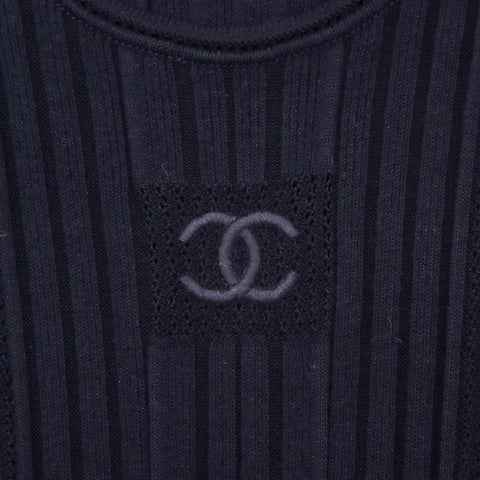 Chanel Coco Mark Rayon Größe 38 2005 Kleid Schwarz WS4758