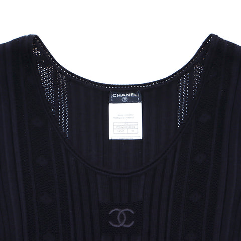 Chanel Coco Mark Rayon Size 38 2005 Dress Black WS4758