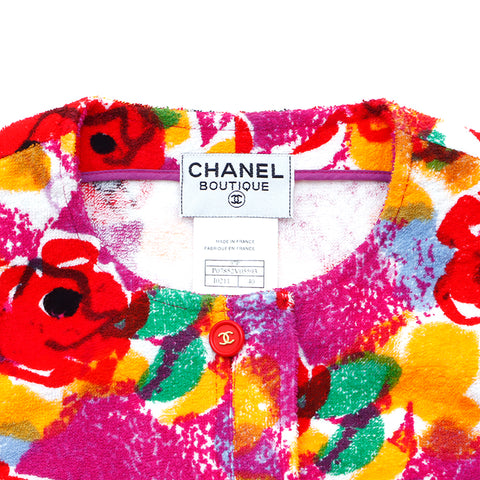 CHANEL COCO Button All-over Print Pile Sleeveless Top one piece multicolor WS4776