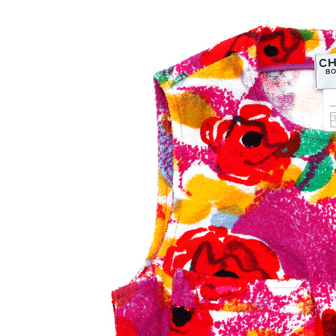 Chanel chanel coco bouton tout-over motif pile sans manche robe multicolore ws4776