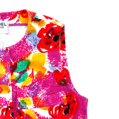 Chanel chanel coco bouton tout-over motif pile sans manche robe multicolore ws4776