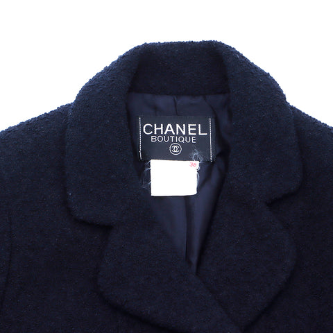 Chanel Coco Button Tweed Double Jacket Navy WS4780