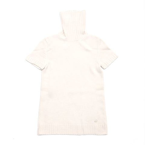 Chanel Chanel Turtleneck à manche courte taille 36 2007 tricot vintage Utilisé en laine classique ivoire WS4814