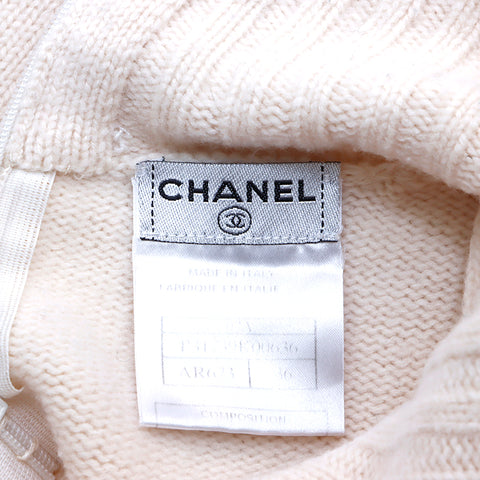 シャネル CHANEL タートルネック ショートスリーブ サイズ36 2007年 ニット VINTAGE 中古 定番 ウール アイボリー WS4814