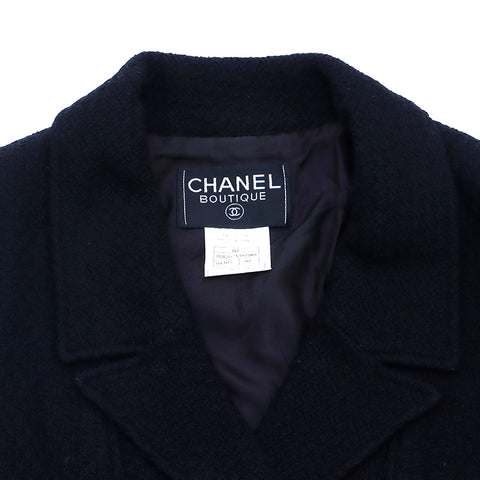 シャネル CHANEL ココマークボタン ツイード サイズ40 1996年 ジャケット VINTAGE 中古 定番 シルク ブラック WS4816