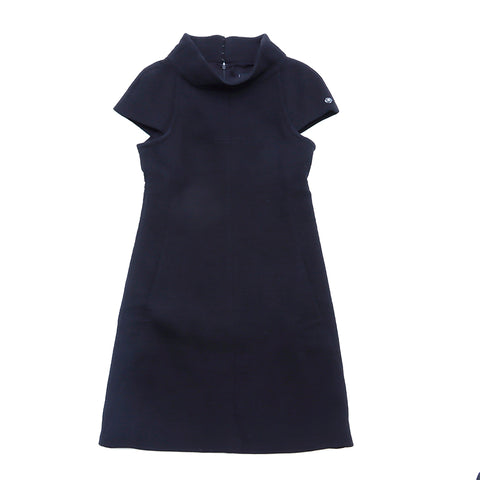 CHANEL Size 38 Short Sleeve Dress COCO Mark dress VINTAGE Used Standard cotton black WS4822