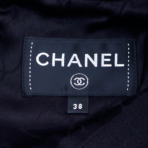 CHANEL Size 38 Short Sleeve Dress COCO Mark dress VINTAGE Used Standard cotton black WS4822