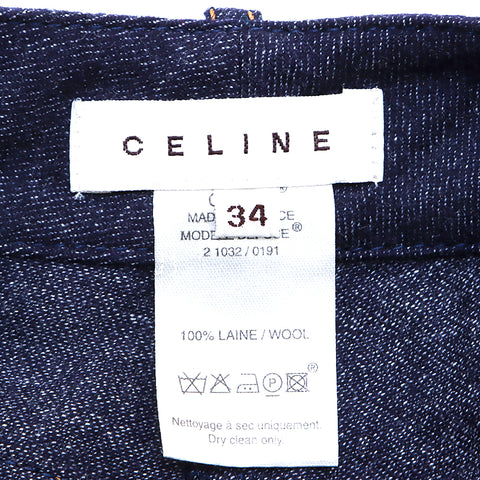 セリーヌ CELINE バックロゴ サイズ34 デニムパンツ VINTAGE 中古 定番 ネイビー WS4828