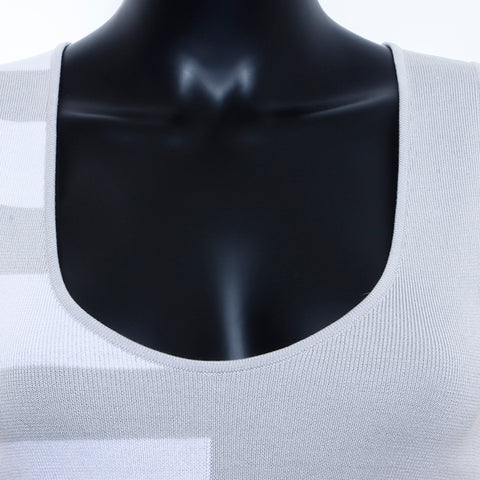 CHANEL Border Size:38 Tank top cotton gray WS4830