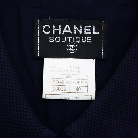 香奈儿香奈儿（Chanel Chanel）无袖可可纽扣连衣裙老式使用经典棉花海军WS4835