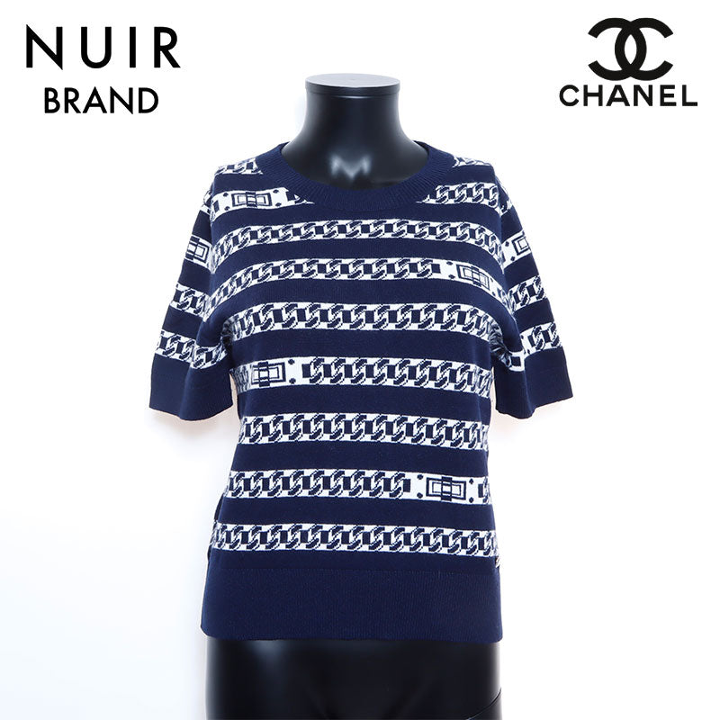 シャネル CHANEL ボーダー ココマーク 半袖 ニット VINTAGE 中古 定番 カシミヤ ネイビー WS4836 – NUIR VINTAGE