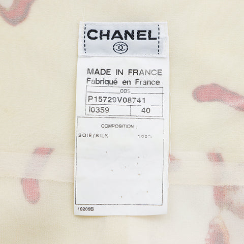 シャネル CHANEL 総柄 ノースリーブ  ワンピース VINTAGE 中古 定番 シルク イエロー WS4839