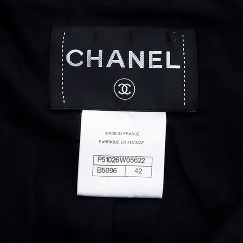 シャネル CHANEL ツイード カメリア ジャケット VINTAGE 中古 定番 コットン ブラック WS4840