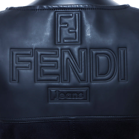 フェンディ FENDI ビッグロゴ ジップアップ ワンピース VINTAGE 中古 定番 ナイロン ブラック WS4849