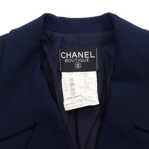 シャネル CHANEL ダブル Size:40 ジャケット VINTAGE 中古 定番 ネイビー WS4869