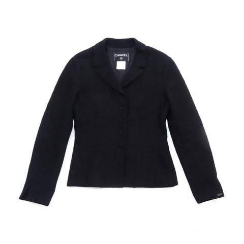 Chanel Chanel Tweed Taille simple: 38 Veste vintage Utilisé classique noir WS4873