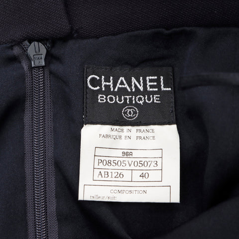 シャネル CHANEL グリポア ボタン スカート セットアップSize:40 スーツ VINTAGE 中古 定番 ブラック WS4874