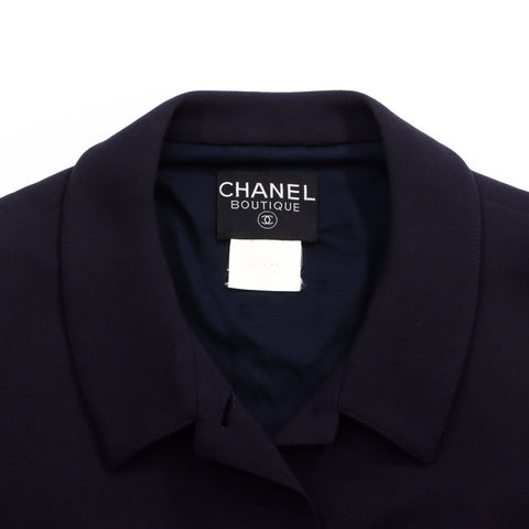 Chanel Gripore纽扣裙子的设置尺寸：40西装老式二手经典黑色WS4874