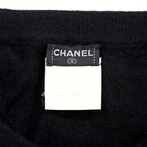 シャネル CHANEL カシミア バイカラー ココボタンSize:40 カーディガン VINTAGE 中古 定番 バーガンディー ブラック WS4875