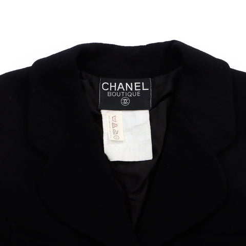 シャネル CHANEL ツイード　ココボタンSize:40 ジャケット VINTAGE 中古 定番 ブラック WS4878