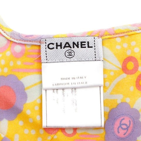 シャネル CHANEL シアー リボン フラワープイントSize:34 2003s ブラウス VINTAGE 中古 定番 イエロー WS4889