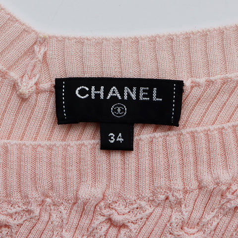 シャネル CHANEL ニット V-Neck 半袖Ｔシャツ VINTAGE 中古 定番 ピンク WS4899