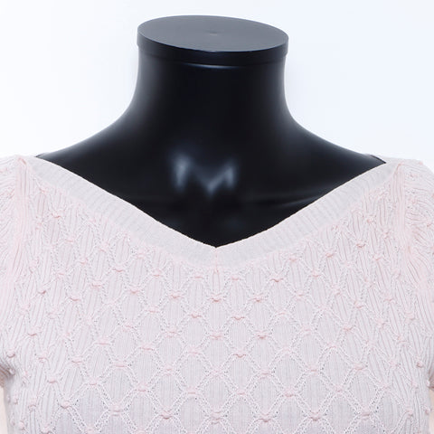 シャネル CHANEL ニット V-Neck 半袖Ｔシャツ VINTAGE 中古 定番 ピンク WS4899