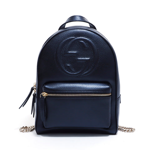Gucci SOHO互锁G背包/黑色背包皮革黑色WS4932