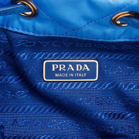 プラダ PRADA ロゴ 巾着 ショルダーバッグ ナイロン ブルー WS4937