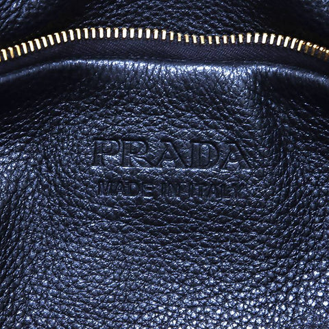 PRADA Logo Leather Tote Handbag Black WS4983