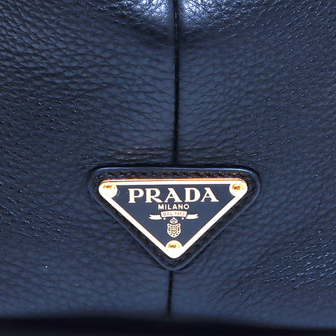 PRADA LOGO CUIR TOTE MAIN SCHAG NOIR WS4983