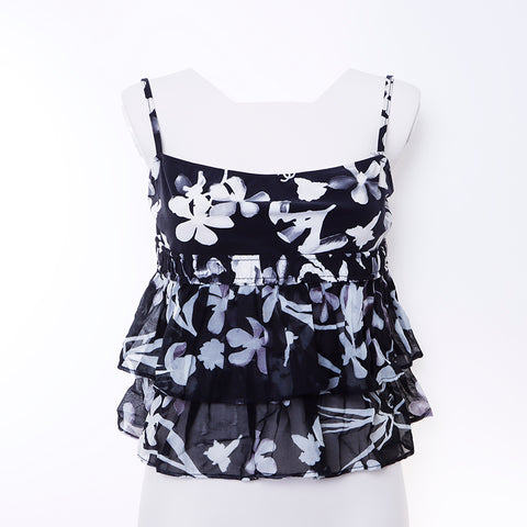 Chanel chanel tunique floral 04s camisole noir x blanc ws5018