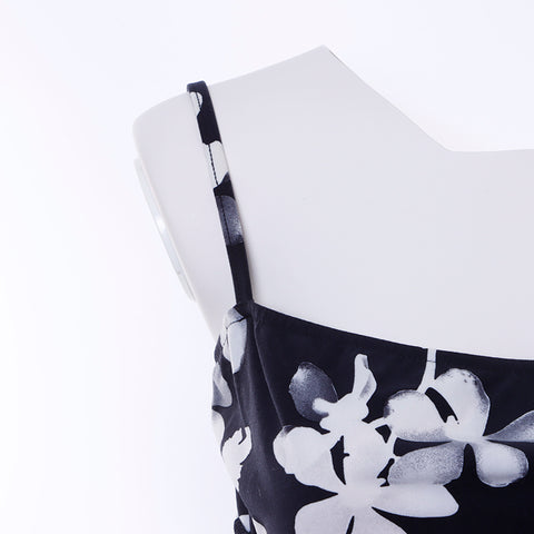 Chanel chanel tunique floral 04s camisole noir x blanc ws5018