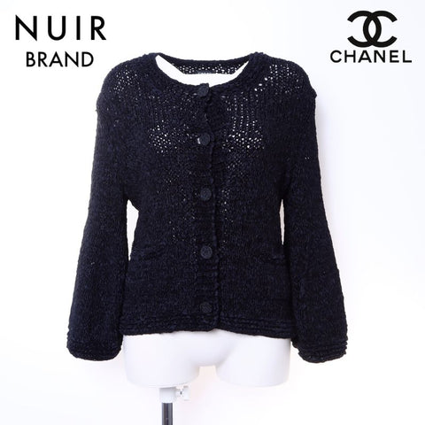 シャネル CHANEL 100％シルク ニット 08P カーディガン ブラック ...