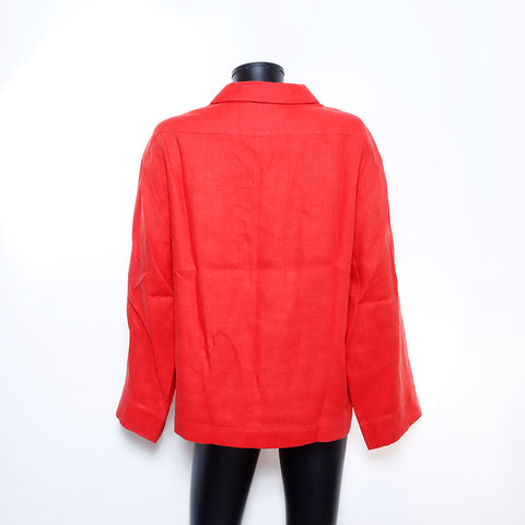 Chanel Coco Button Long Sleeve Shirt Linen Orange WS5035