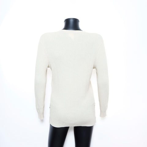 Chanel Coco Button Cardigan Cotton Beige WS5043