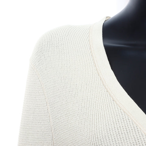Chanel Coco Button Cardigan Cotton Beige WS5043