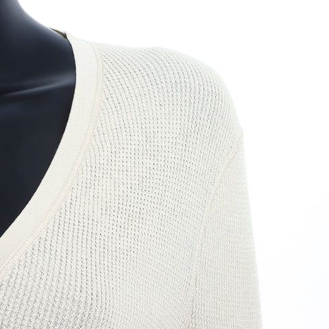 Chanel Coco Button Cardigan Cotton Beige WS5043