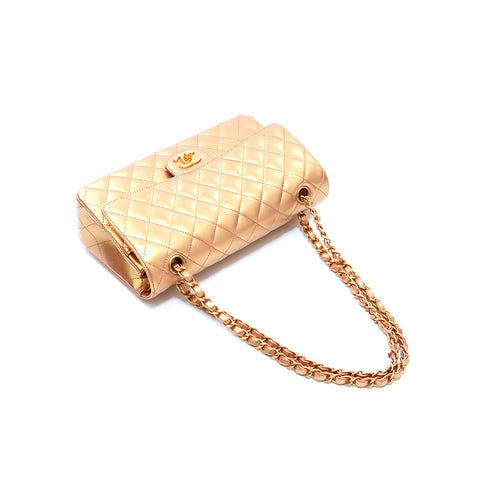 Chanel Double Flap Timeless Shoulder Bag Gold WS5059