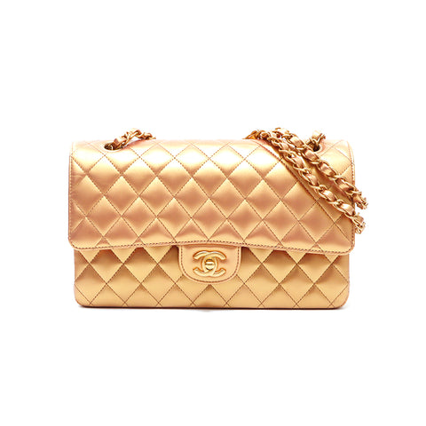 Chanel Double Flap Timeless Shoulder Bag Gold WS5059