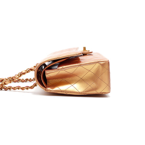 Chanel Double Flap Timeless Shoulder Bag Gold WS5059